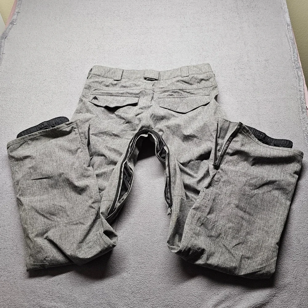Burton DRYRIDE Snowboard Cargo Pants Mens LT Gray Heather Mesh Lined Waterproof